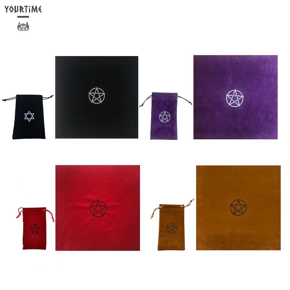 Set 2 Khăn Trải Bàn Kèm Túi Đựng Bằng Nhung Hình Ngôi Sao Năm Cánh