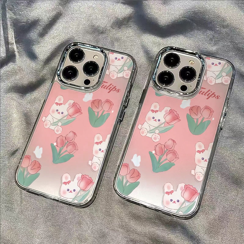 ✅Ốp Điện Thoại Mềm Chống Sốc In Hình Hoa Tulip / Thỏ Cho Iphone 7Max 14Pro 138 / 11I 12 WMXE