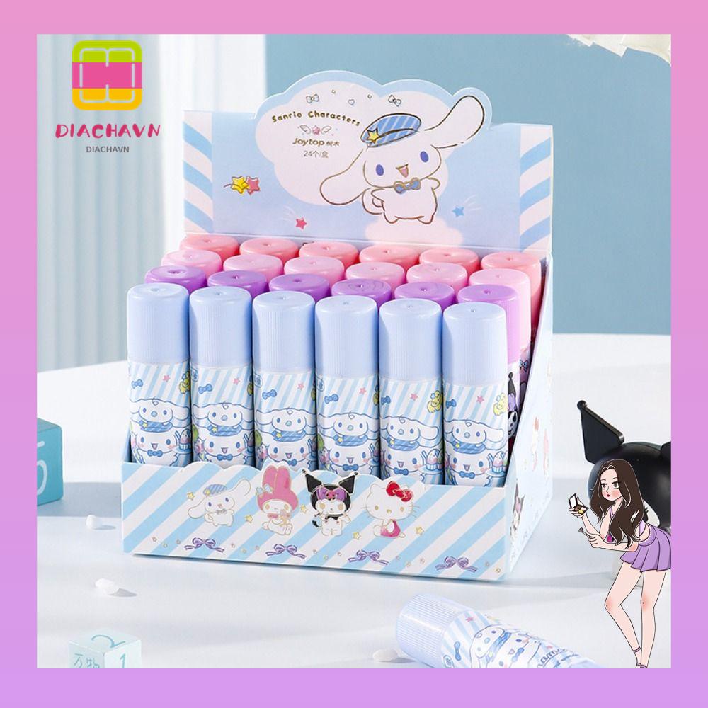 Bộ 4 Cây Keo Dán Màu Trơn Họa Tiết Hoạt Hình Kuromi DIY