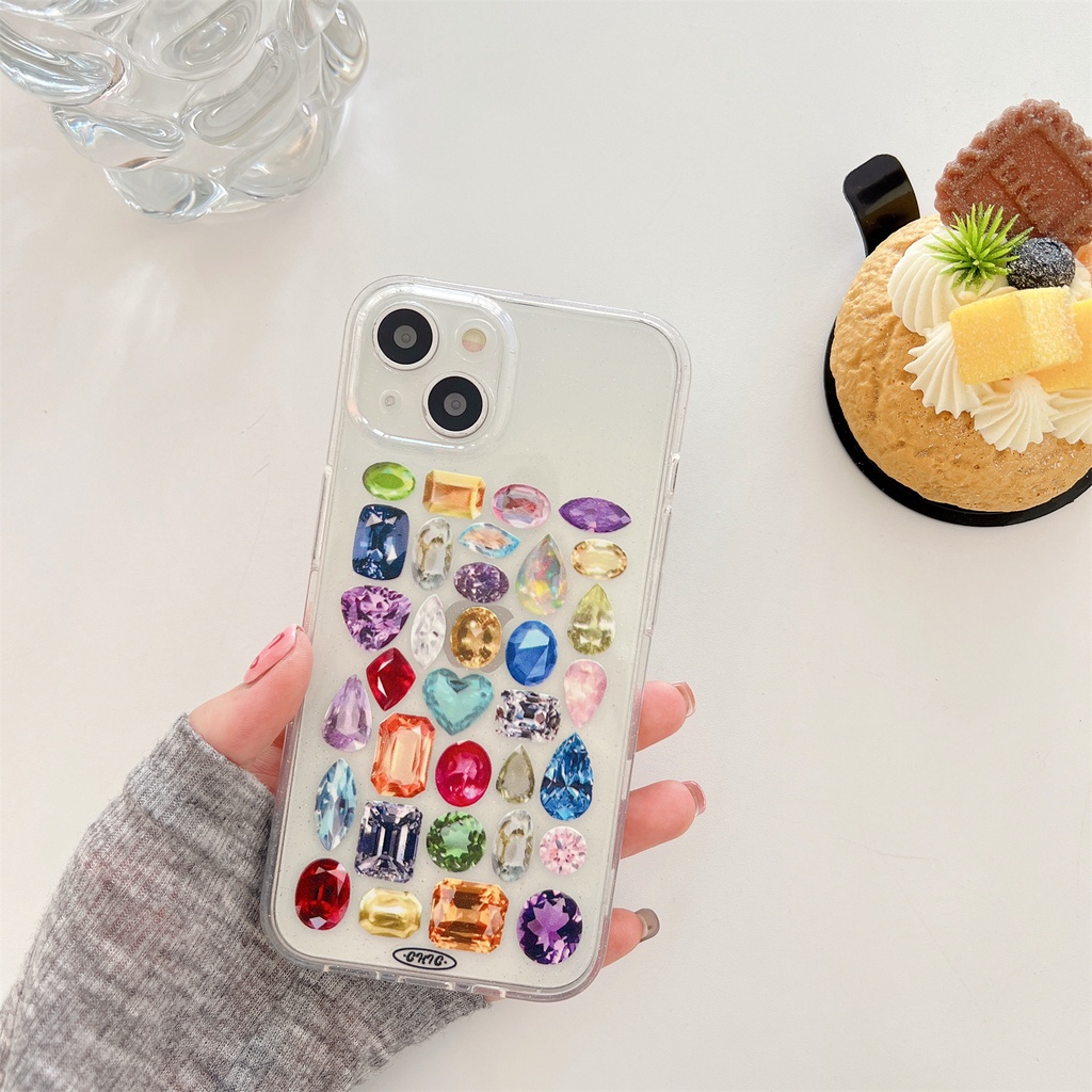 Ốp Điện Thoại Silicon TPU Mềm Trong Suốt Đính Đá Đơn Giản Chống Sốc Kèm Giá Đỡ Cho iPhone 11 13 12 14 Pro Max