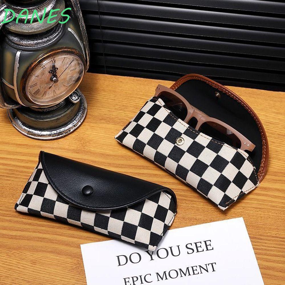 Túi Da Đựng Mắt Kính Cầm Tay Mềm Mại Họa Tiết Sọc Caro Cho Nam Nữ