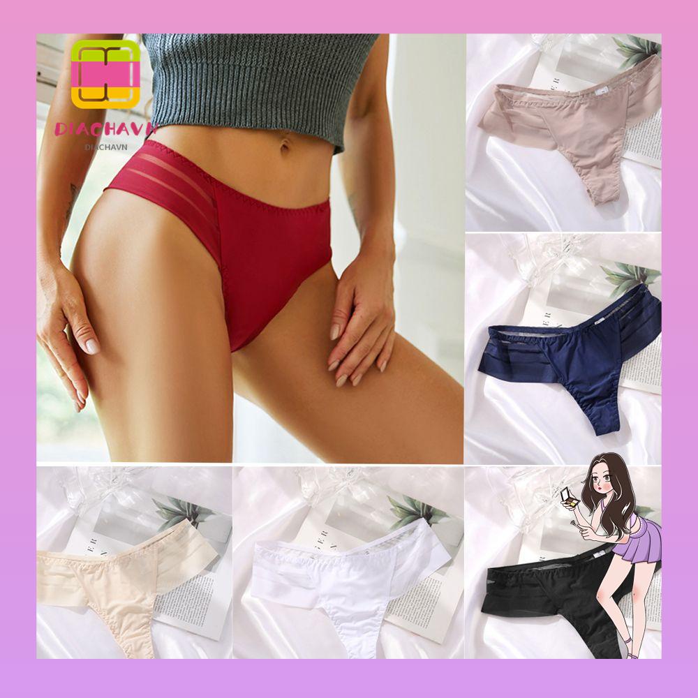 Quần Lót Lưới Không Đường May Thoáng Khí Họa Tiết Kẻ Sọc Cho Nữ