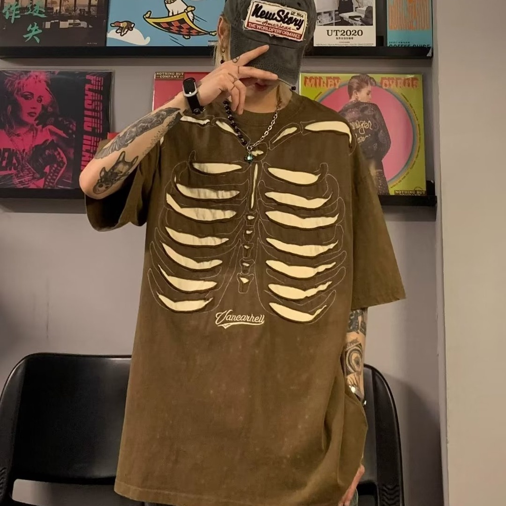 Áo Thun Ngắn Tay Phong Cách Đường Phố Cá Tính Cho Nam Nữ