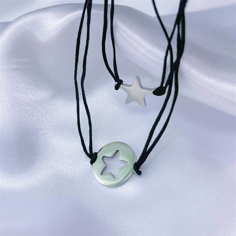 1 Cặp Vòng Tay Tình Bạn Bằng Thép Không Gỉ Thiết Kế Ngôi Sao Thời Trang Cho Nữ