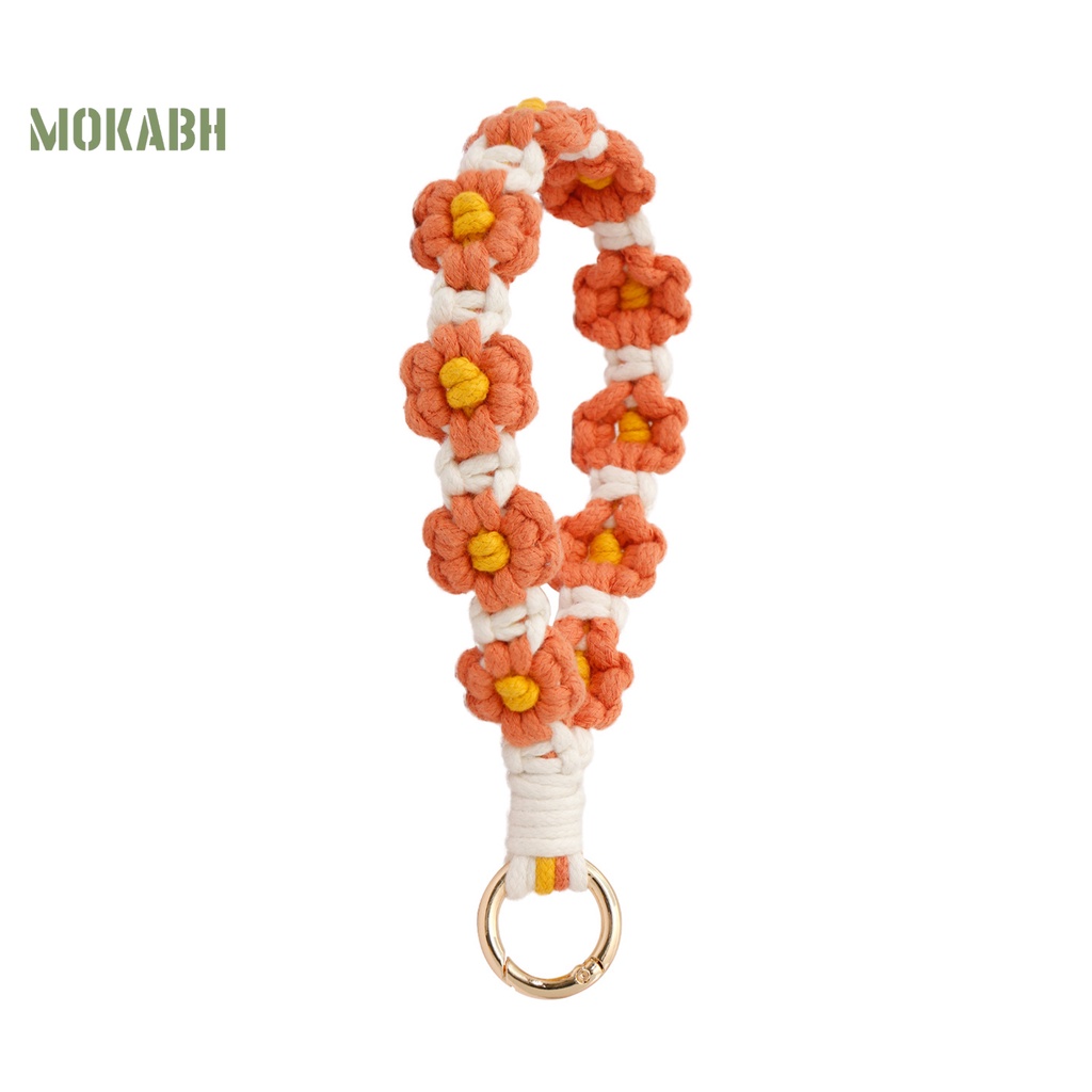 [Mok Abh] Móc Khóa / Vòng Đeo Tay / Móc Khóa Bằng Vải Dệt Thủ Công Mềm Mại Họa Tiết Hoa Phong Cách Bohemian