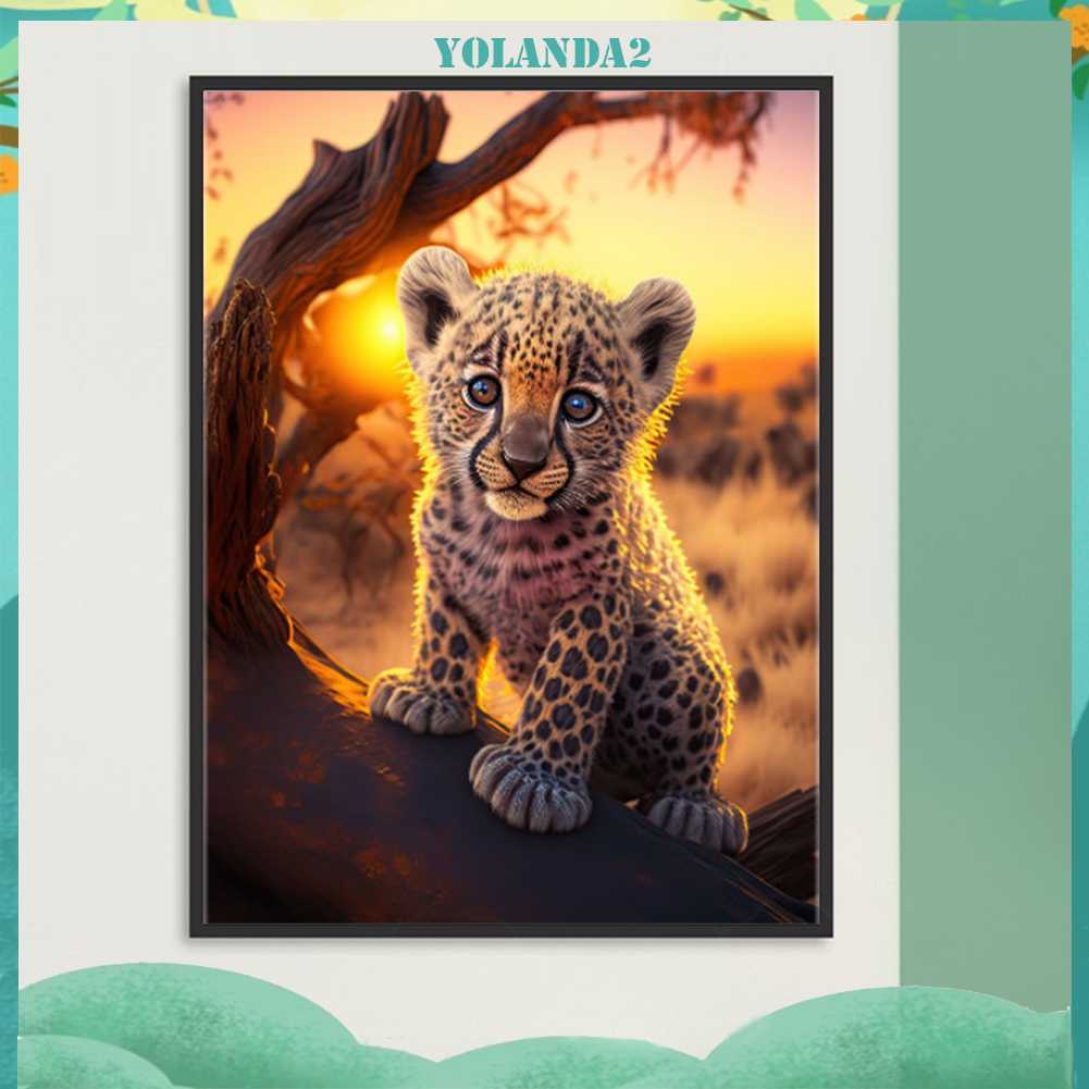 Bộ Tranh Đính Đá 5D Họa Tiết Cheetah Độc Đáo DIY Dùng Trang Trí Nhà Cửa