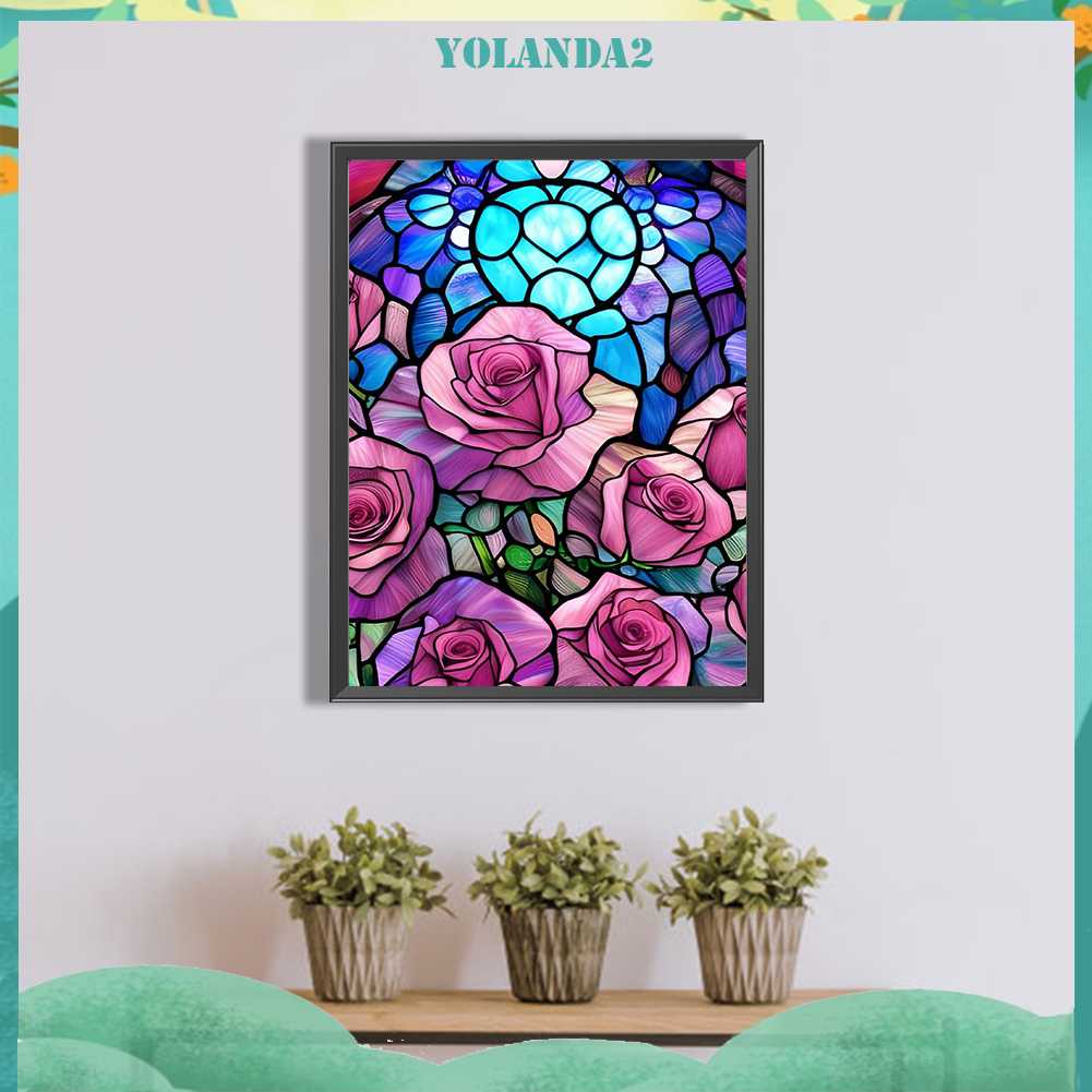 Tranh Đính Đá Kim Cương Toàn Bộ 5D DIY Hình Vẽ Hoa Hồng Trang Trí Nhà Cửa