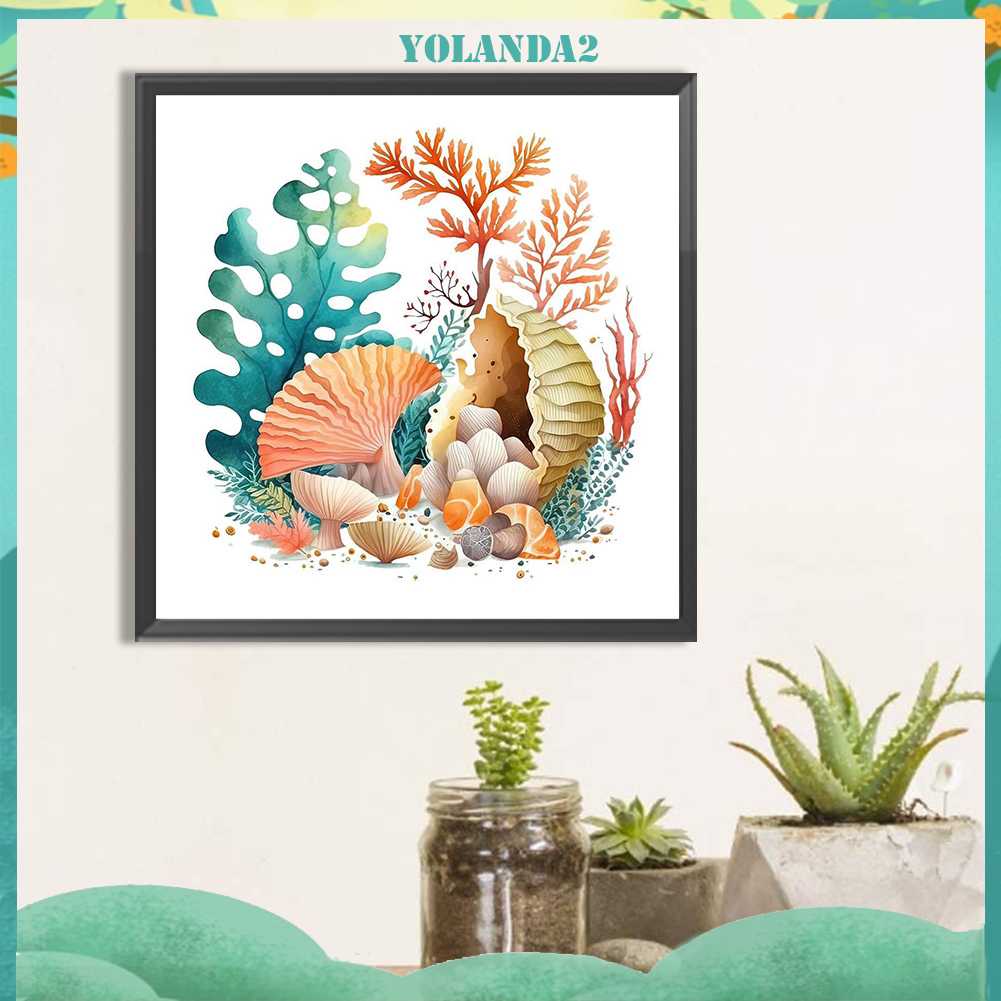 Bộ Tranh Đính Đá 5D Họa Tiết Vỏ Sò / San Hô Độc Đáo DIY Dùng Trang Trí