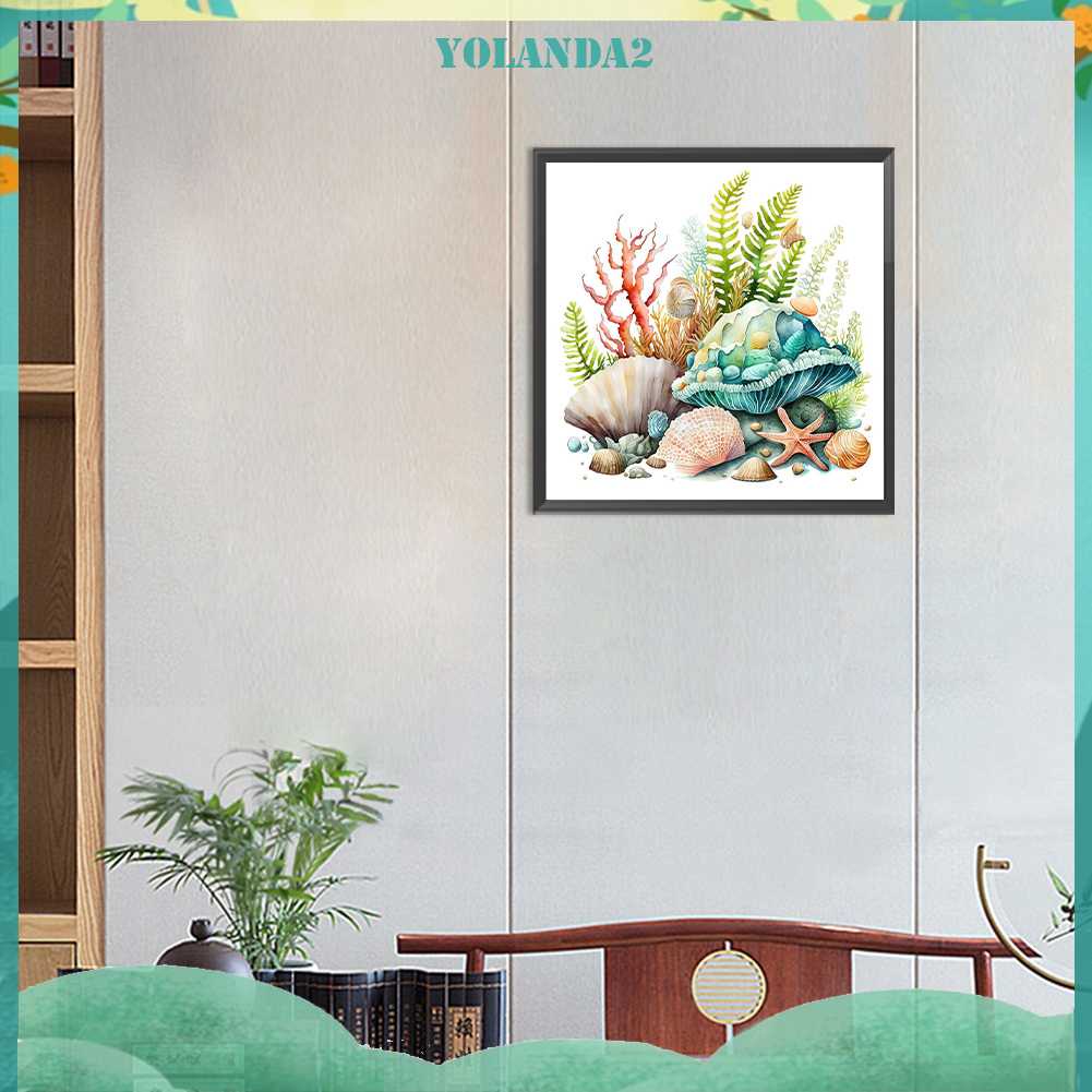 Bộ Tranh Đính Đá 5D Họa Tiết Vỏ Sò / San Hô Độc Đáo DIY Dùng Trang Trí