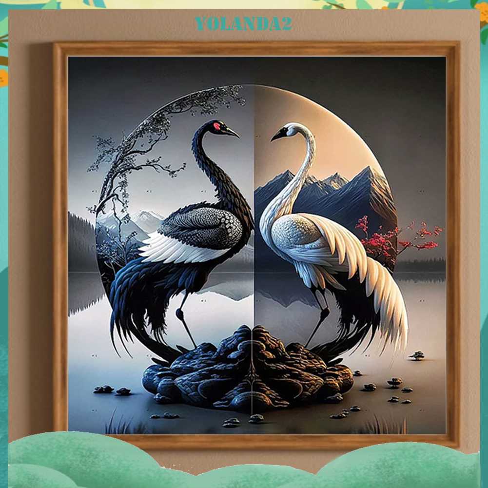 Tranh Đính Đá Kim Cương Toàn Bộ 5D DIY Hình Vẽ Con Sếu