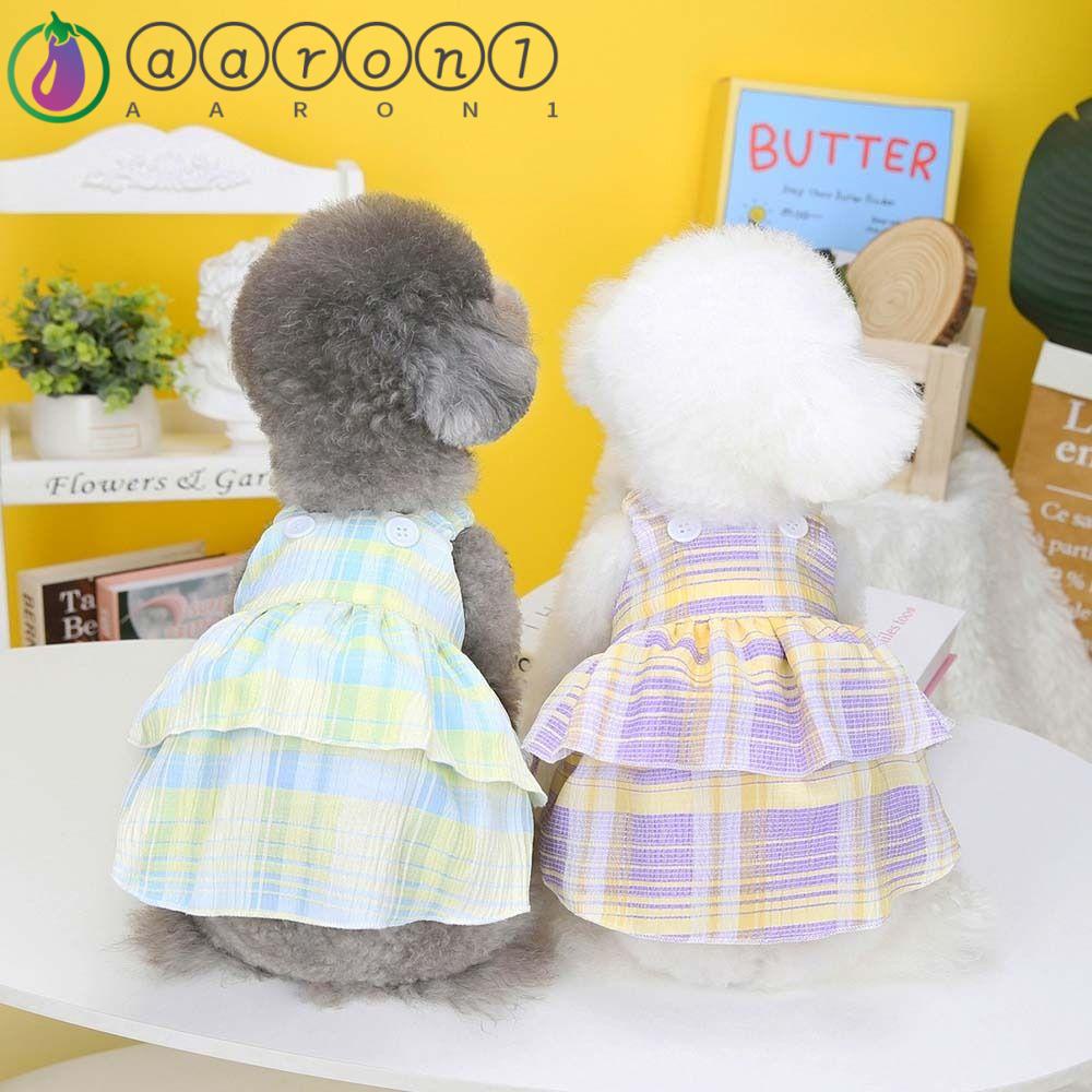 Aaron1 Đầm Cưới Liền Thân Kẻ Sọc Ca Rô Dáng Dài Cỡ Nhỏ / Vừa / Chihuahua Dễ Thương Cho Cún Cưng