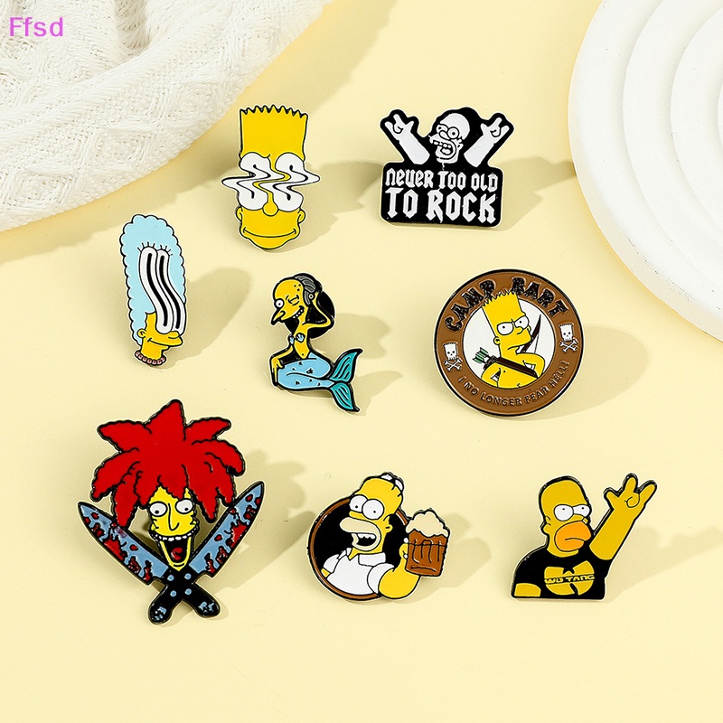 {Ffsd} Ghim Cài Áo Họa Tiết Hoạt Hình Disney Comedy TV The Simpsons Tráng Men Dễ Thương Vui Nhộn Phụ Kiện Trang Sức Cho Nữ * Bán Chạy