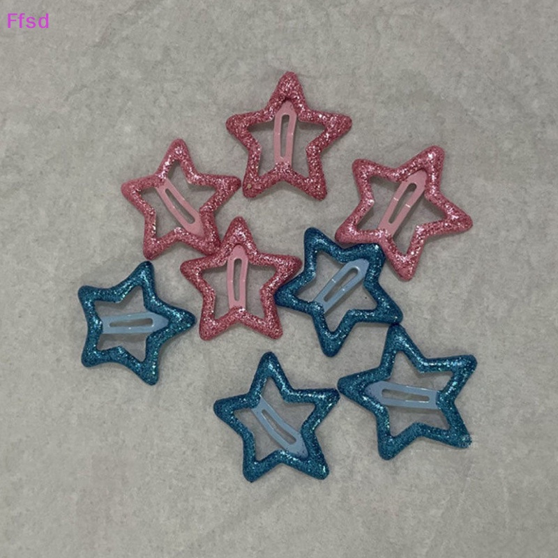 1 Cặp Kẹp Tóc Hình Ngôi Sao Năm Cánh Đính Sequin Lấp Lánh Màu Hồng / Hồng Dễ Thương Cho Nữ