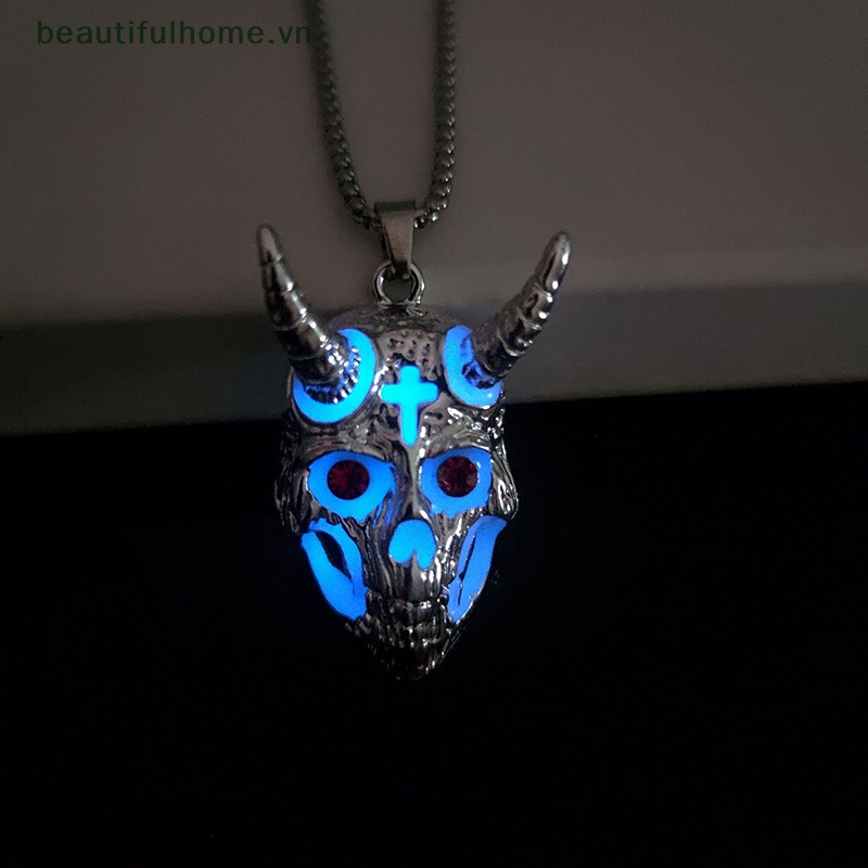 Vòng cổ Mặt Hình Đầu Lâu Dạ Quang Phong Cách Cổ Điển Cho Nam