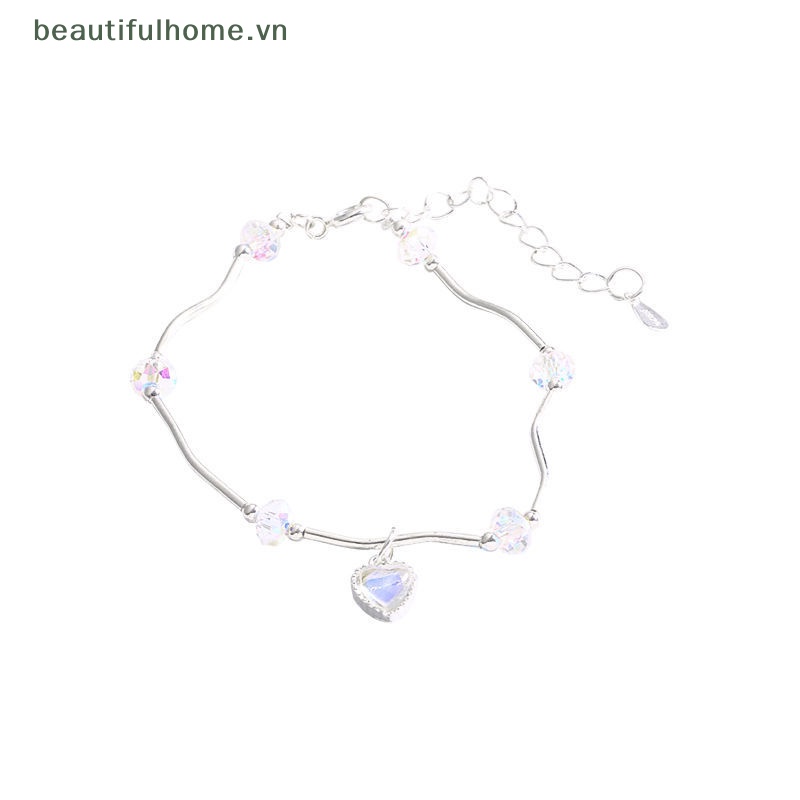 [beautifulhome] Vòng Tay Pha Lê Hình Trái Tim Nhiều Màu Sắc Ngọt Ngào Siêu Thơ Mộng Trang Trí Cho Bạn Gái [beauty]