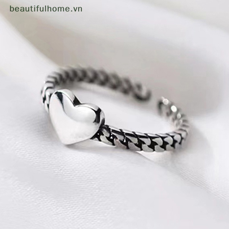Nhẫn Hở Mạ Bạc 925 Hình Trái Tim / Mặt Cười Xinh Xắn Thời Trang Cho Nữ