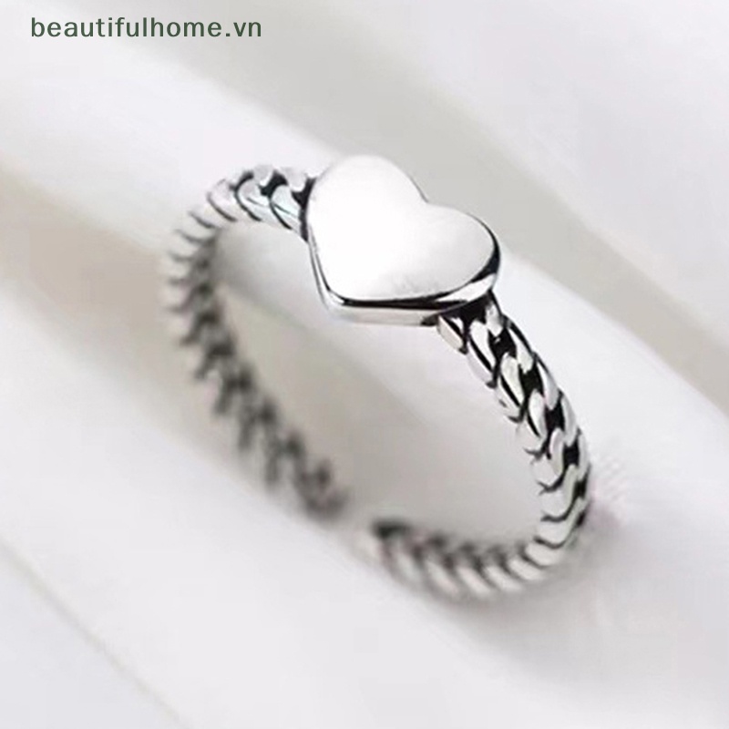 Nhẫn Hở Mạ Bạc 925 Hình Trái Tim / Mặt Cười Xinh Xắn Thời Trang Cho Nữ