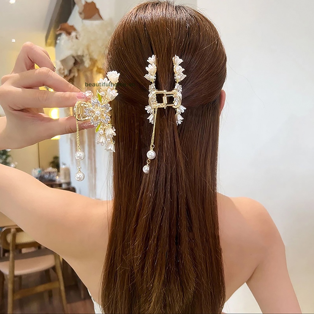 [beautifulhome] Kẹp Tóc Đuôi Ngựa Đính Kim Cương Giả Hình Cá Mập Phong Cách Cổ Điển Thanh Lịch Thời Trang Cho Nữ [beauty]