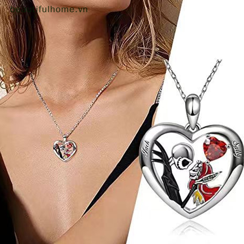 [beautifulhome] Vòng cổ Mặt Hình Trái Tim Đầu Lâu Trái Tim Tinh Tế Cá Nhân Hóa Trang Halloween Giữ Bạn Trong Bàn Tay [beauty]
