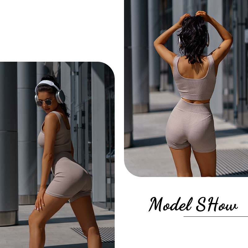 Take Talk Bộ Đồ Tập Thể Thao Áo Ngực Quần Short Lưng Cao Co Giãn Không Đường May Thoải Mái Cho Nữ