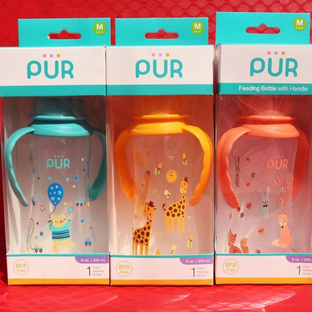 PURE NATURE - BÌNH SỮA PP CỔ THƯỜNG CÓ QUAI PUR 250ML