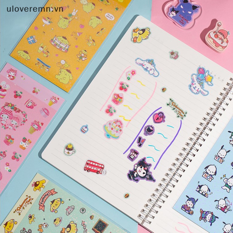 Set 5 Sticker Hình Sanrio Hello Kitty Kuromi Pachacco Goo Dễ Thương Dùng Để Trang Trí Sổ Tay / Nhật Ký