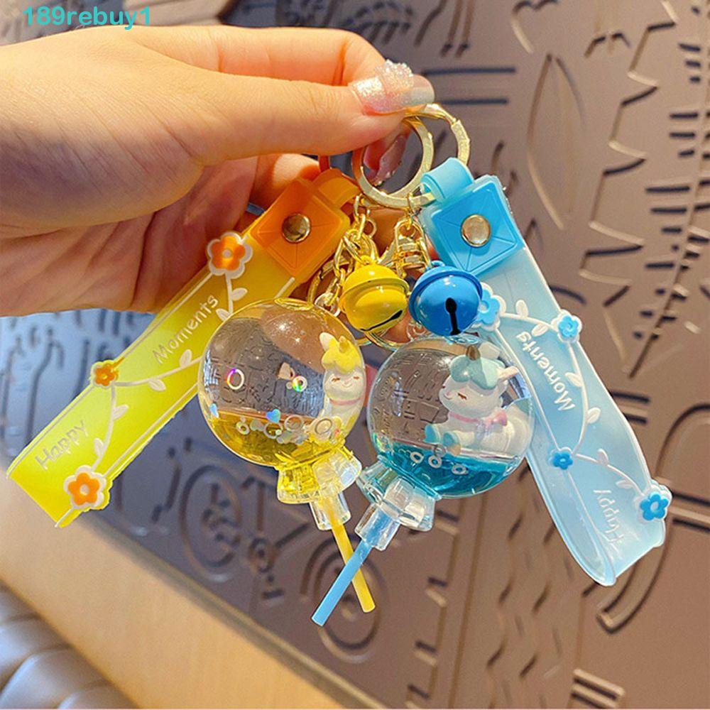 Rebuy1 Móc Khóa Dạng Lỏng Bằng Acrylic Họa Tiết Kỳ Lân Hoạt Hình Màu Dầu Sáng Tạo