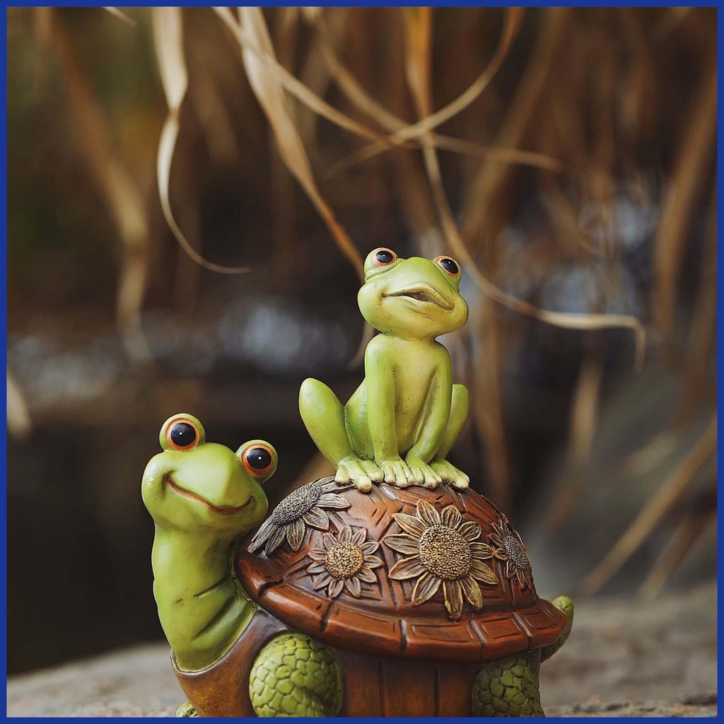 Đồ trang trí Chú Ếch / Rùa Bằng Nhựa Resin Màu Sáng Dễ Thương Trang Trí Sân Vườn