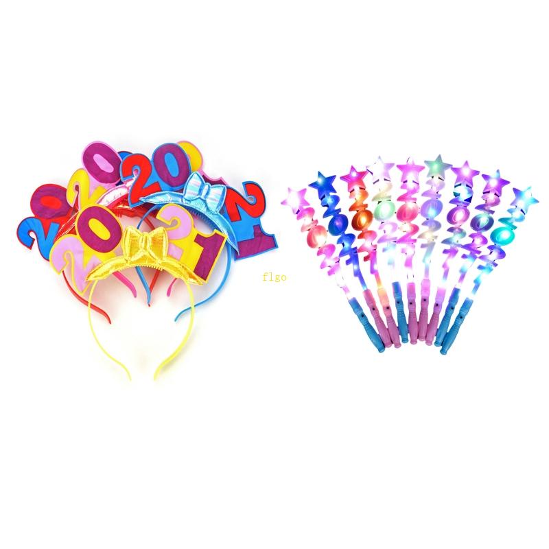 Flgo Băng Đô Hình Nơ Có Đèn LED Phát Sáng Mừng Năm Mới 2021