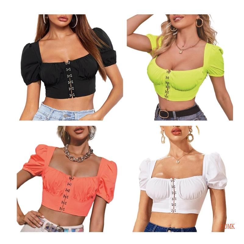 Áo Croptop Trễ Vai Tay Phồng Ngắn Thời Trang Cho Nữ