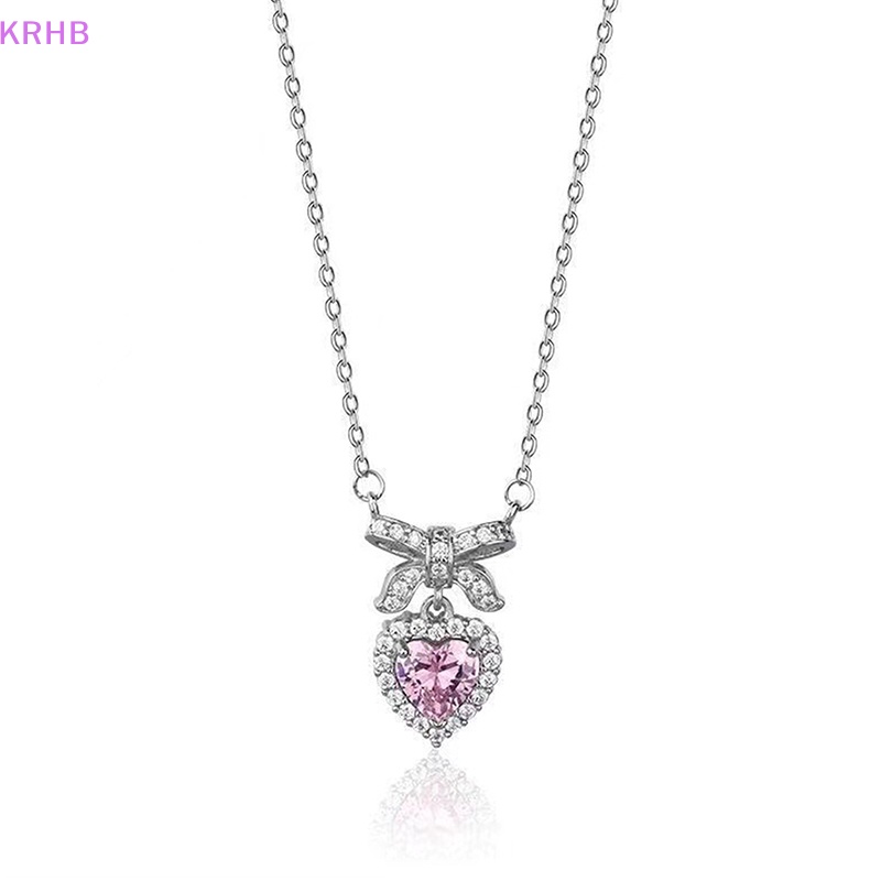 Vòng cổ Mặt Hình Nơ Hồng Đính Đá Zircon Thời Trang Cho Nữ Mới