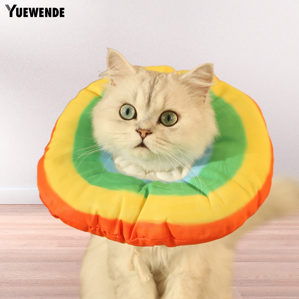 Vòng Cổ Dây Rút Chống Cắn Chống Thú Cưng Mềm Mại Họa Tiết Sọc Cầu Vồng Có Thể Điều Chỉnh Được YQ.E