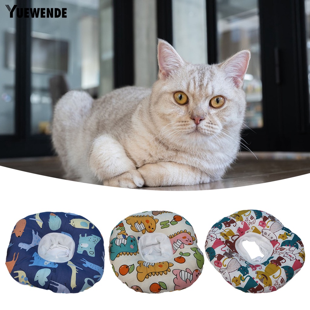 Yq.e Vòng Cổ Bằng Vải Bông Mềm Chống Cắn Chống Trầy Xước In Hoạt Hình Có Thể Điều Chỉnh Cho Thú Cưng