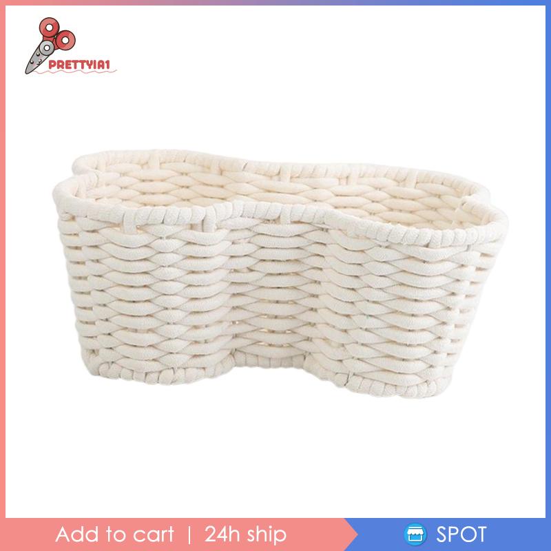 [Prettyia1] Giỏ Đựng Đồ Dùng Văn Phòng / Phòng Khách Đan Tay Mềm Mại Dung Tích Lớn