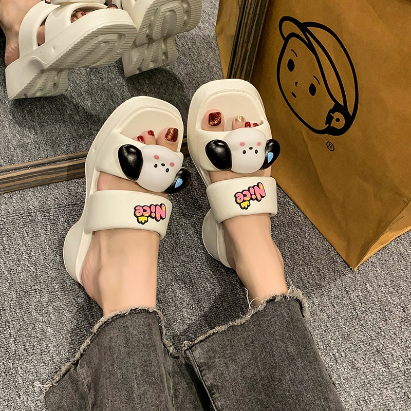 Kisstyle Dép Sandal Đế Dày Mềm Mại Họa Tiết Hoạt Hình Thoải Mái Thời Trang Đi Biển Cho Nữ