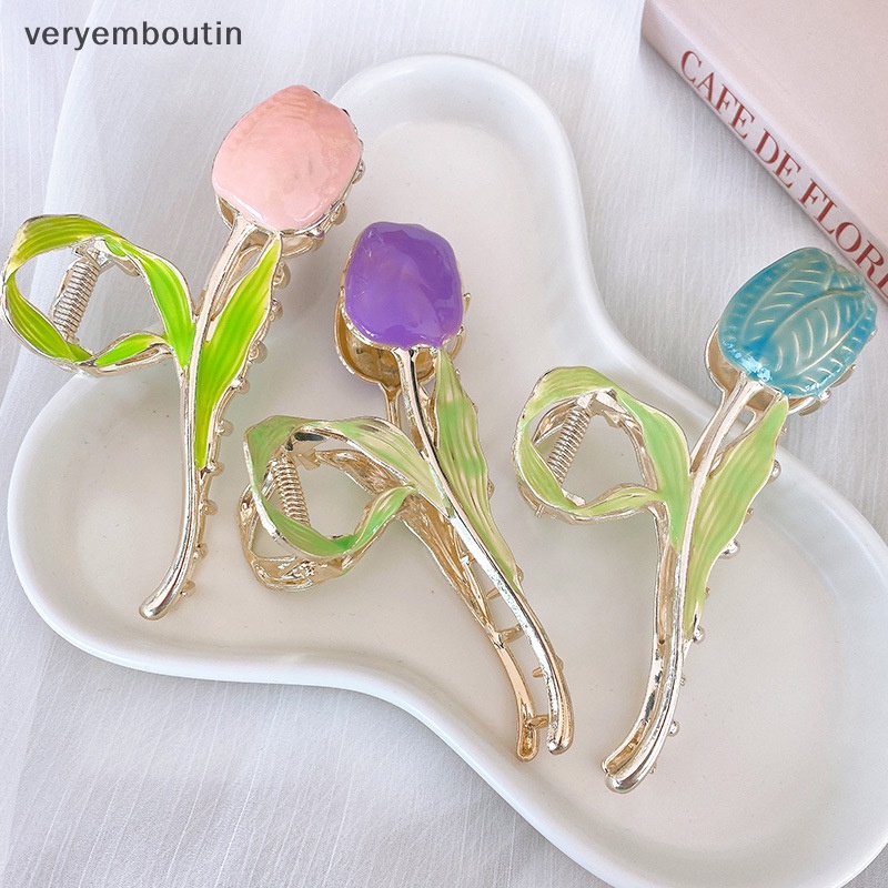 Kẹp Tóc Hoa Tulip / Cá Mập / Đuôi Ngựa Vintage Ngọt Ngào Hợp Thời Trang Cho Nữ n