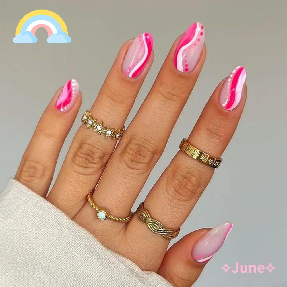 Bộ 24 Móng Tay Giả Ngắn Elip Có Thể Tháo Rời