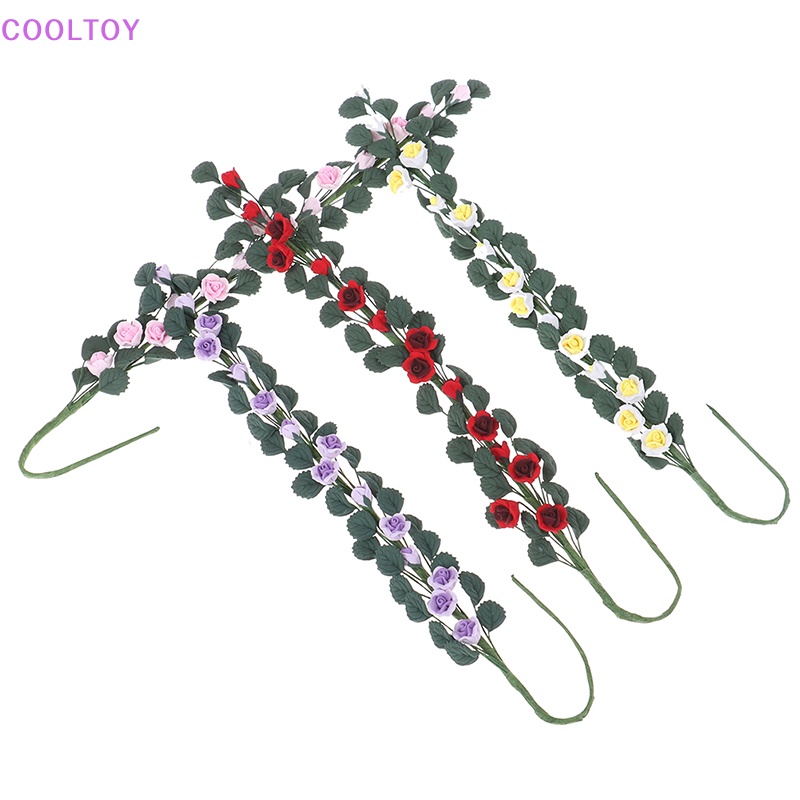 1 Cành Hoa Hồng Giả Trang Trí Nhà Búp Bê 1: 12