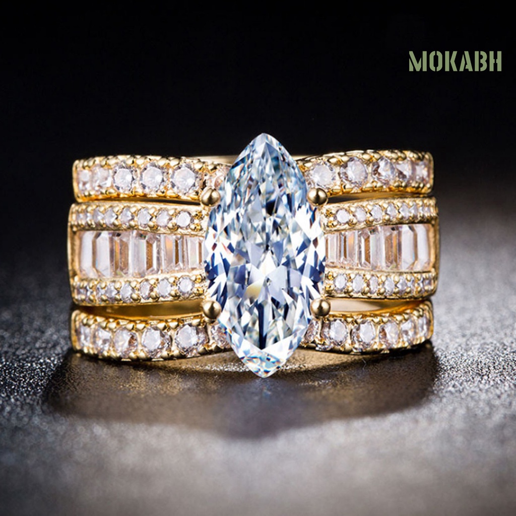 Set 3 Nhẫn Cưới Mạ Điện Đính Đá Lấp Lánh