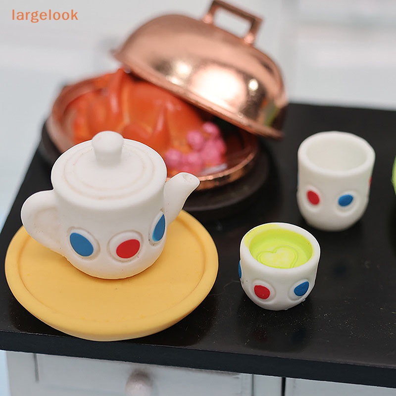 Bộ Cốc Uống Trà Ba Món Bằng Nhựa Resin DIY Trang Trí Nhà Búp Bê 1: 12