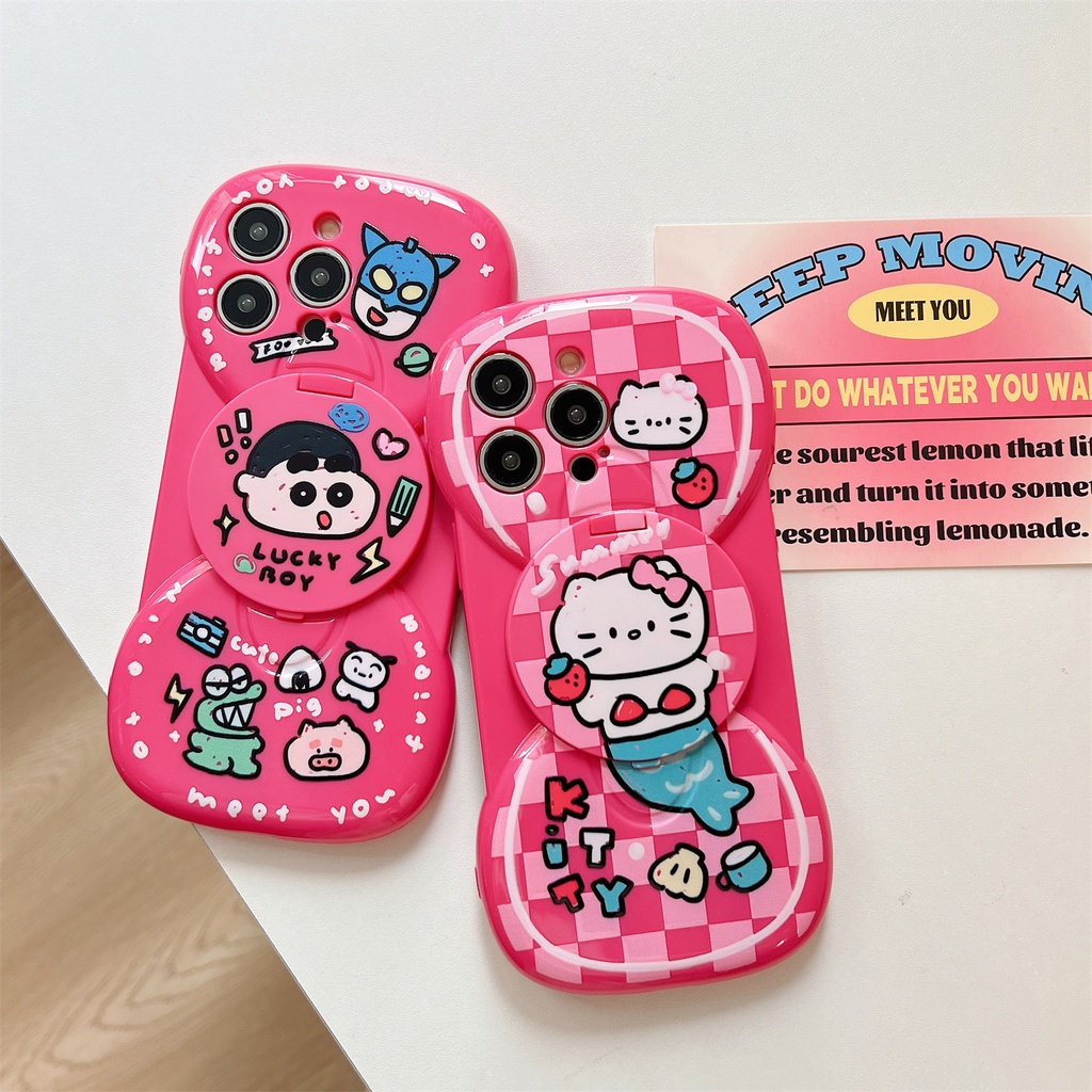 Bao Da Điện Thoại Nắp Lật Tráng Gương Họa Tiết Mèo Hoạt Hình Cho iPhone 14 12 13 11 PRO MAX