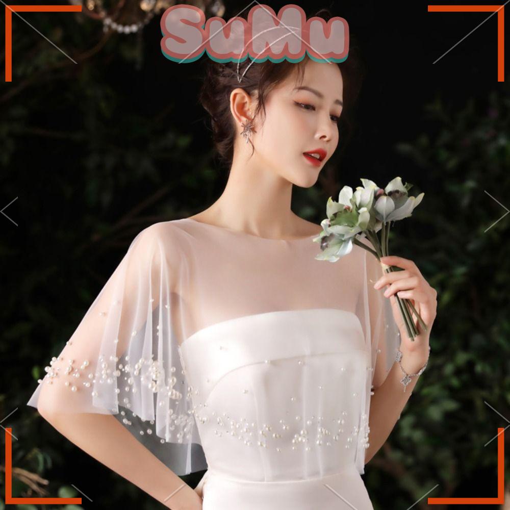 Khăn Choàng Hóa Trang Bằng Vải Tuyn Mềm Mại Cho Cô Dâu