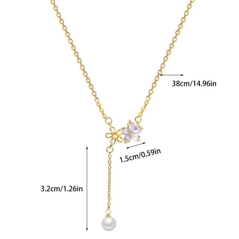 Ygt Vòng cổ Bằng Thép Titan Đính Ngọc Trai Và Đá Zircon Hình Hoa Tua Rua Đơn Giản Ngọt Ngào Thời Trang Cho Nữ