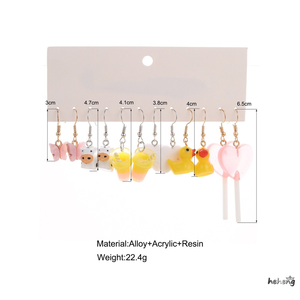 Khuyên Tai Lủng Lẳng Hình Hoa Bướm Vịt Nấm Trái Tim Dễ Thương