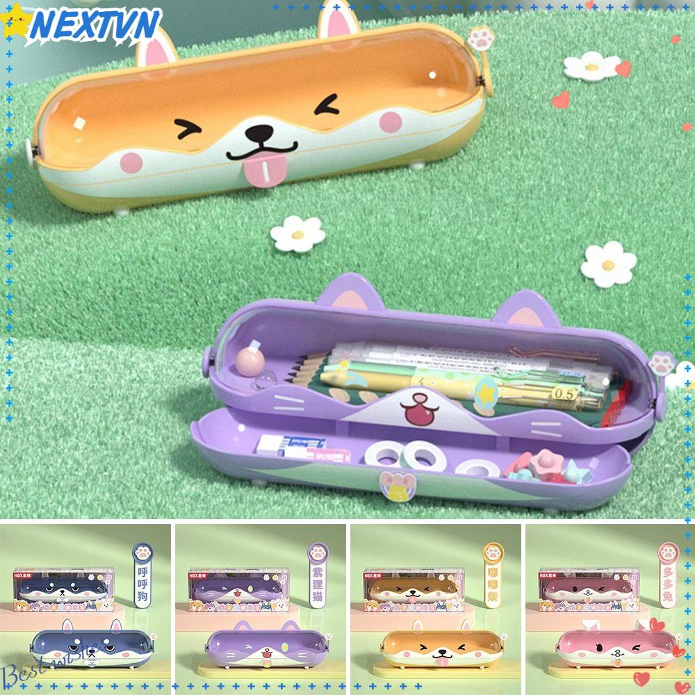 Túi Đựng Bút Trong Suốt Nhiều Ngăn Họa Tiết Hoạt Hình Xinh Xắn Ốp