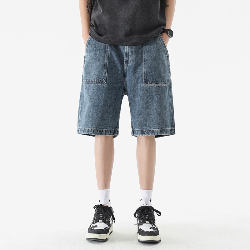 Quần Short Denim Dáng Rộng Phong Cách Retro Thời Trang Mùa Hè Cao Cấp Cho Nam
