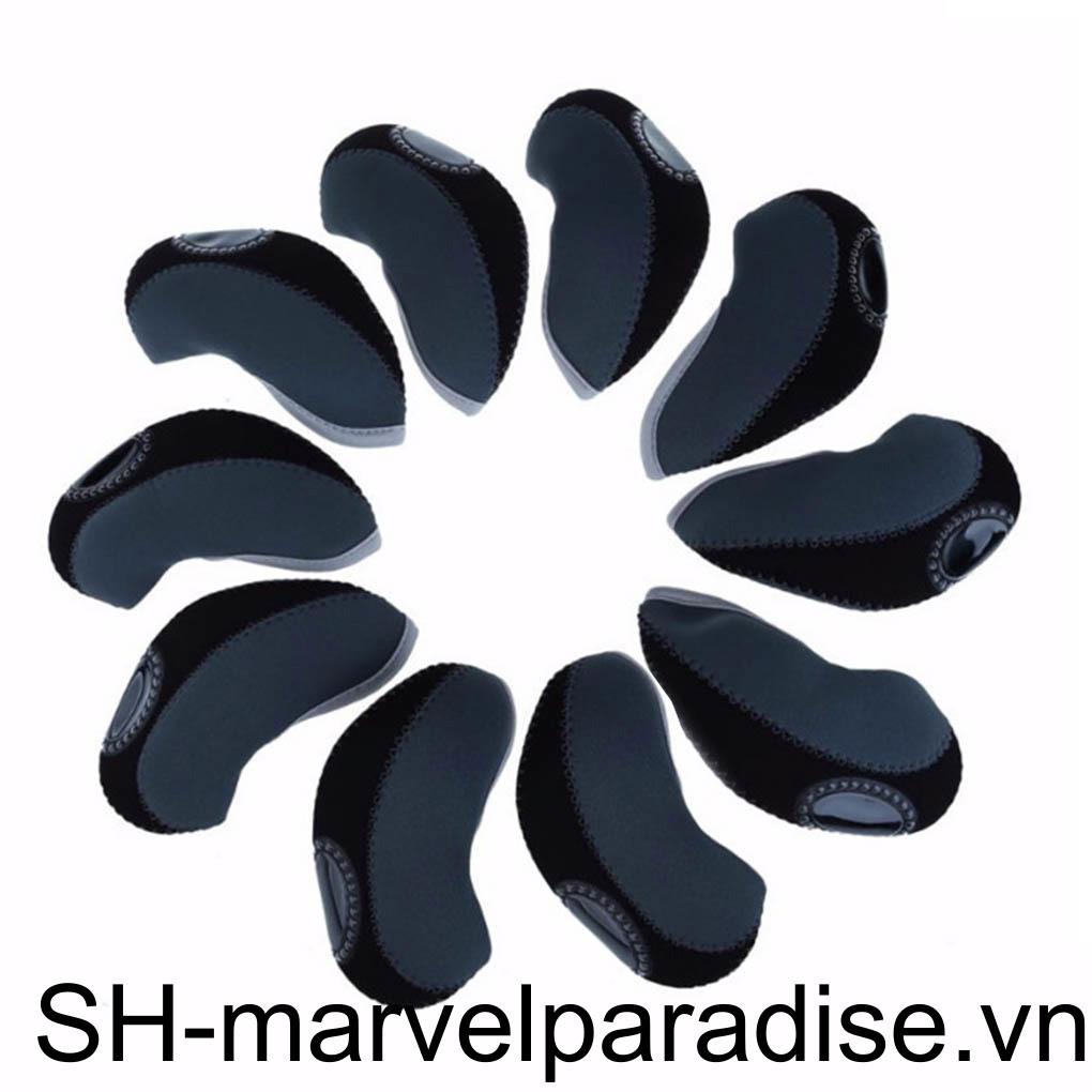 Set 10 Vỏ Bọc Đầu Gậy Đánh Golf Bằng Sắt Màu Đen