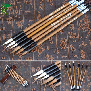 Set 6 cọ viết thư pháp màu trắng và nâu tiện lợi