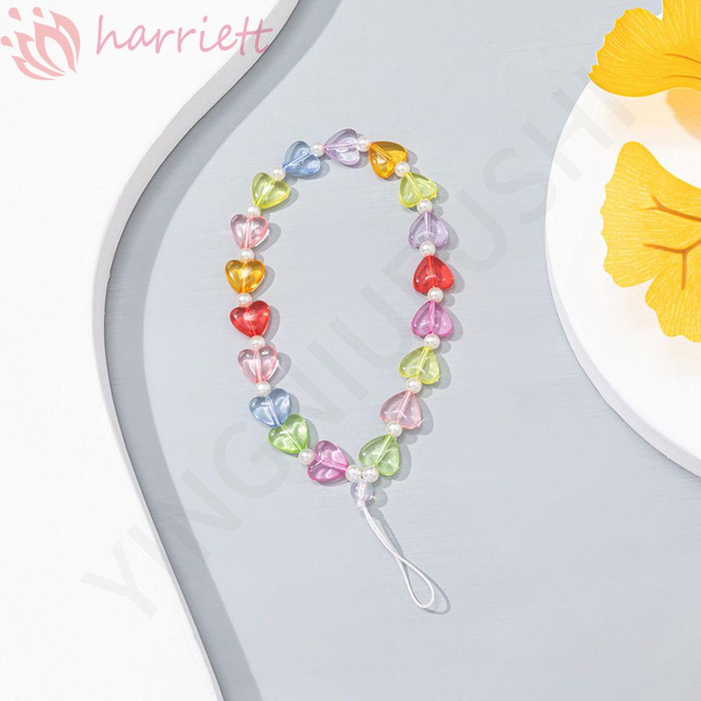 Dây Đeo Điện Thoại Dạng Chuỗi Hạt Màu Trắng Bằng Acrylic Chống Thất Lạc Tiện Dụng