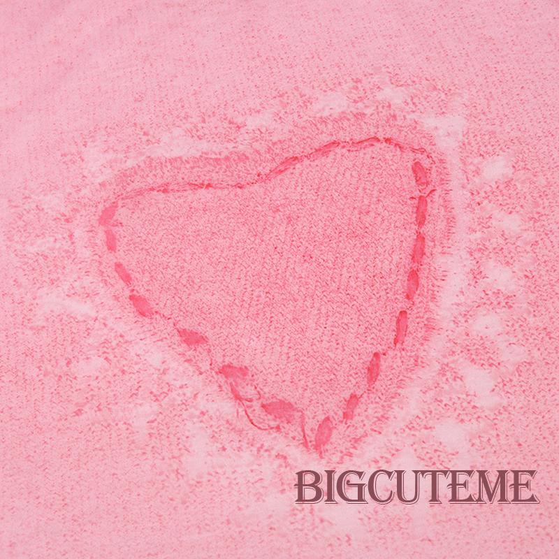 Áo Croptop Tay Ngắn Cổ Tròn In Hình Trái Tim Dễ Thương Cho Nữ